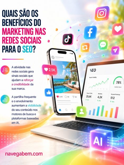 As redes sociais também podem ajudar o seu SEO.
Uma presença ativa aumenta a visibilidade da marca, gera confiança e cria mais oportunidades para o seu conteúdo ser encontrado online.

Social media can also support your SEO.
An active presence increases brand visibility, builds trust and creates more opportunities for your content to be found online.

🌐 navegabem.com

#seo #redessociais #marketingdigital #conteudodigital #presencaonline