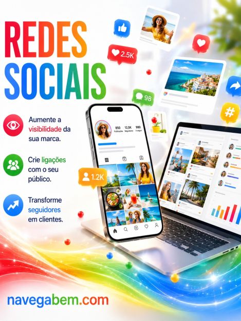 As redes sociais aproximam a sua marca dos seus clientes.
Criamos conteúdos e estratégias que aumentam a visibilidade, o envolvimento e a notoriedade da sua empresa.

Social media brings your brand closer to your customers.
We create content and strategies that increase visibility, engagement and brand awareness.

🌐 navegabem.com

#redessociais #socialmedia #marketingdigital #branding #negociosonline