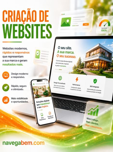 Um website profissional pode fazer toda a diferença no crescimento do seu negócio.
Criamos websites rápidos, modernos, responsivos e preparados para gerar resultados reais.

A professional website can make all the difference in your business growth.
We create fast, modern and responsive websites designed to generate real results.

🌐 navegabem.com

#criacaodesites #webdesign #seo #marketingdigital #empresas